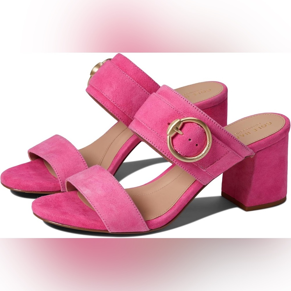MSRP $150 Cole Haan Alina Block Heel Sandals_Pink Suede